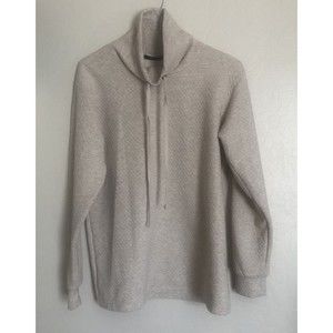 Doe & Rae Drawstring Funnel Neck Pullover Heather Beige Size Small